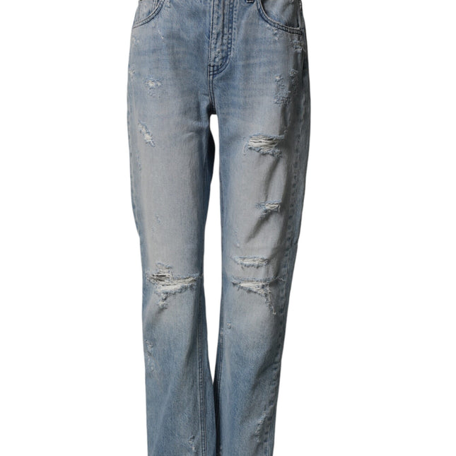 Dolce & Gabbana LightBlue Ripped Washed BOYFRIEND Denim Jeans