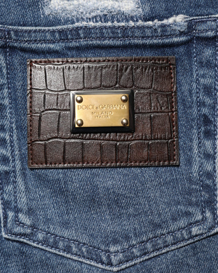 Dolce & Gabbana Blue Distressed Washed Logo GRACE Denim Jeans