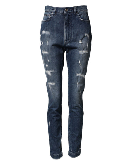 Dolce & Gabbana Blue Distressed Washed Logo GRACE Denim Jeans