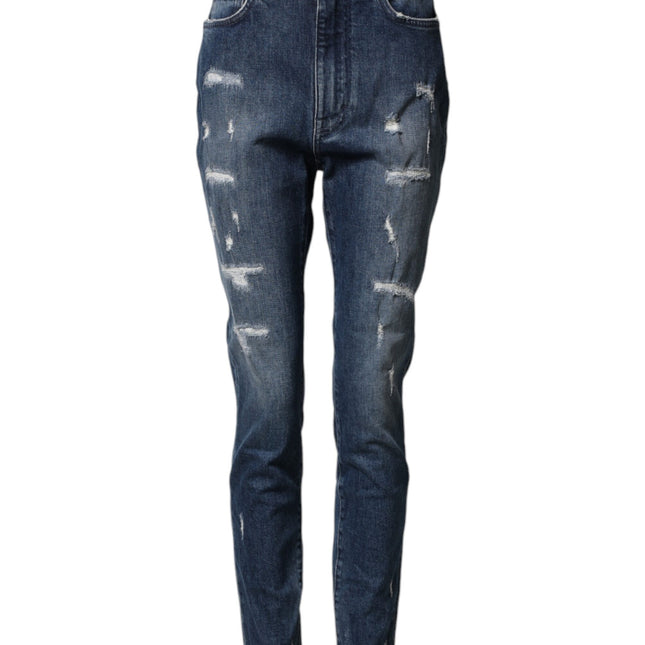 Dolce & Gabbana Blue Distressed Washed Logo GRACE Denim Jeans