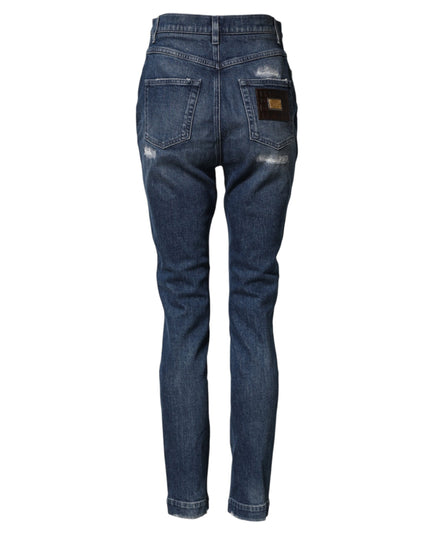 Dolce & Gabbana Blue Distressed Washed Logo GRACE Denim Jeans