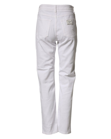 Dolce & Gabbana White Distressed Cotton BOYFRIEND Denim Jeans