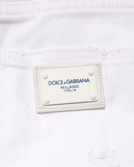 Dolce & Gabbana White Distressed Cotton BOYFRIEND Denim Jeans