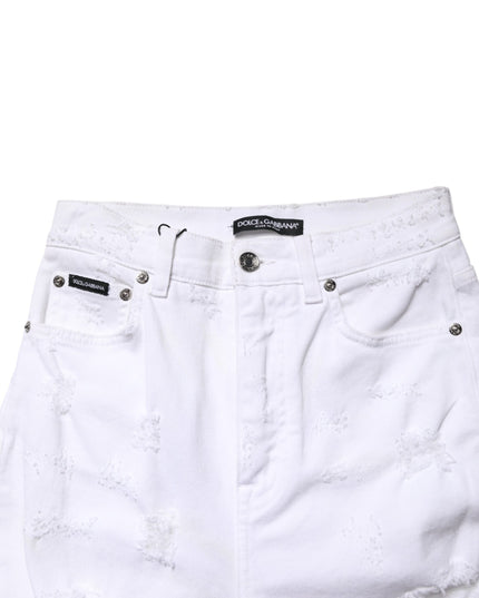 Dolce & Gabbana White Distressed High Waist Denim Jeans