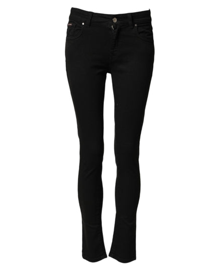 Dolce & Gabbana Black Cotton Skinny Mid Waist Denim Jeans