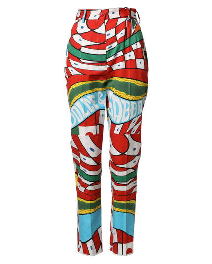 Dolce & Gabbana Multicolor Geometric Pattern Straight Pants