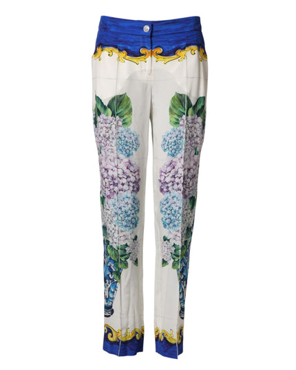 Dolce & Gabbana Multicolor Floral Pattern Straight Leg Pants