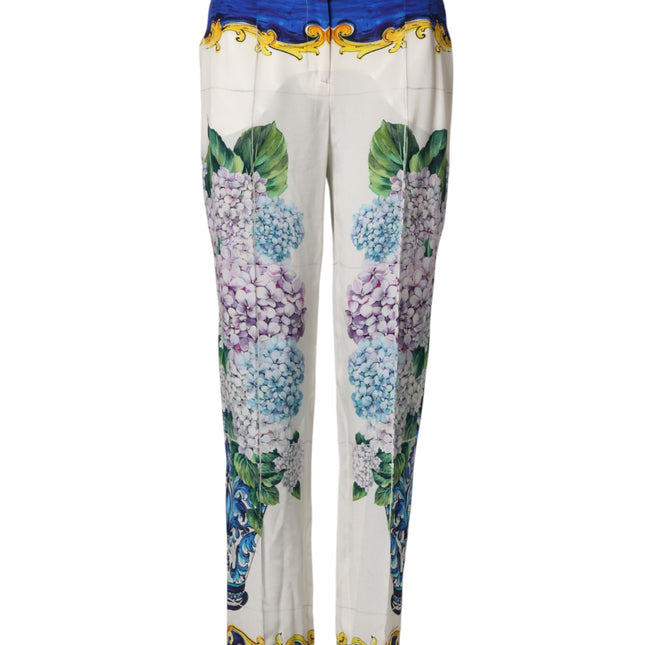 Dolce & Gabbana Multicolor Floral Pattern Straight Leg Pants