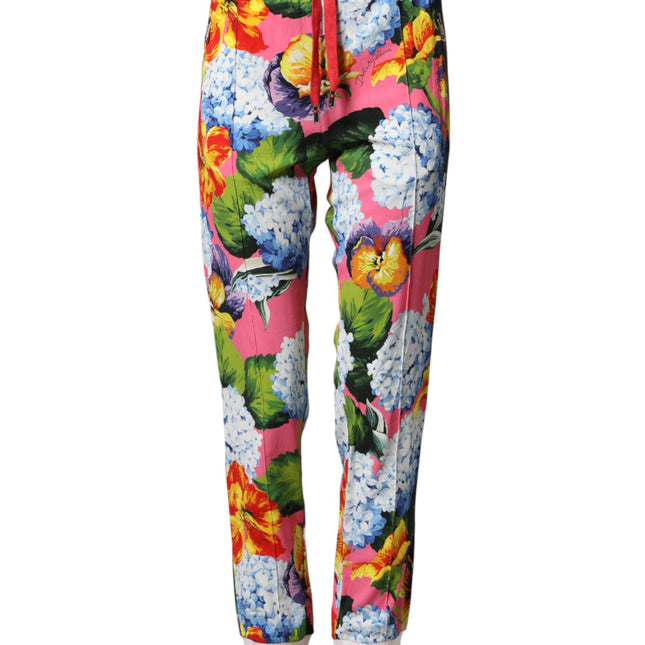 Dolce & Gabbana Multicolor Floral Mid Waist Jogger Pants