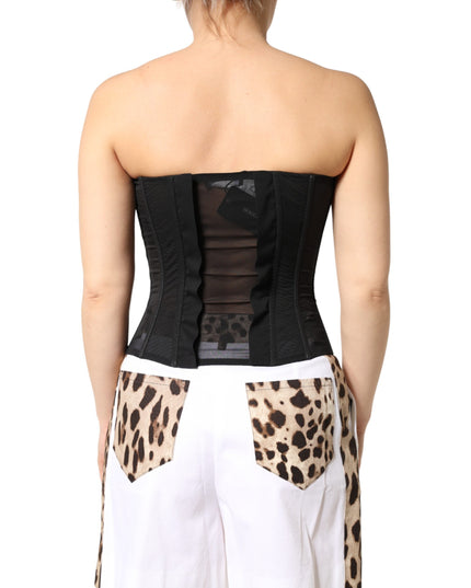 Dolce & Gabbana Black Silk Lace Bustier Corset Strapless Top