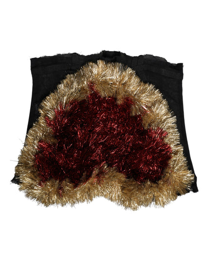 Dolce & Gabbana Black Gold Heart Bustier Corset Tinsel Top