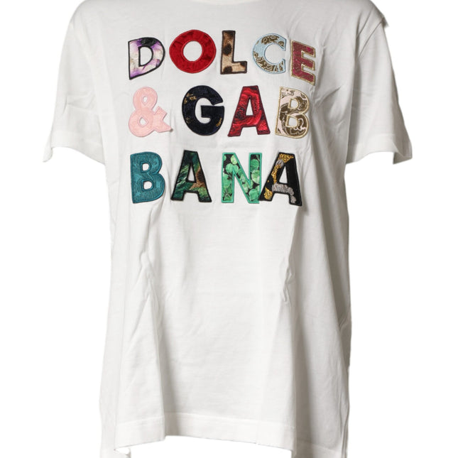 Dolce & Gabbana White Logo Crew Neck Short Sleeves T-shirt