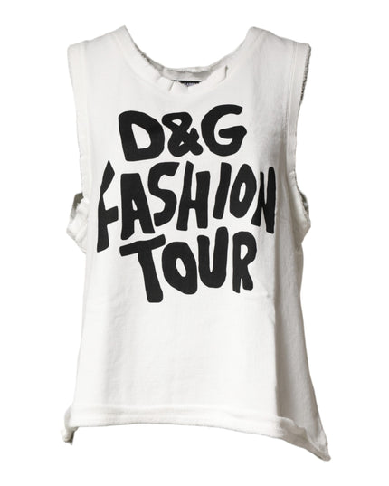 Dolce & Gabbana White Graphic CrewNeck Sleeveless Tank T-shirt