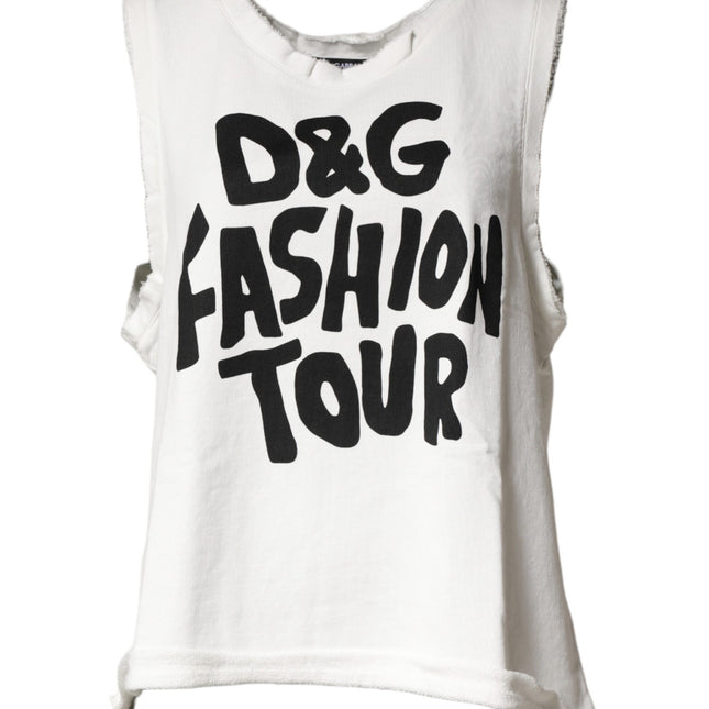 Dolce & Gabbana White Graphic CrewNeck Sleeveless Tank T-shirt