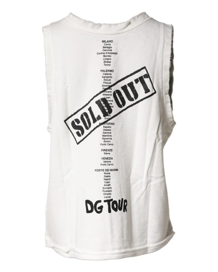 Dolce & Gabbana White Graphic CrewNeck Sleeveless Tank T-shirt