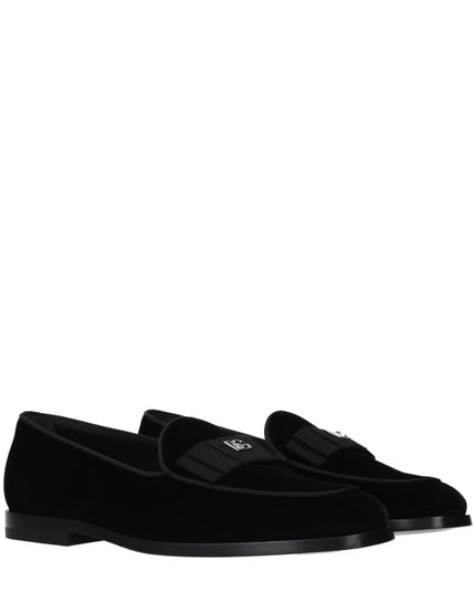 Dolce & Gabbana Black Velvet Slip-On Loafers
