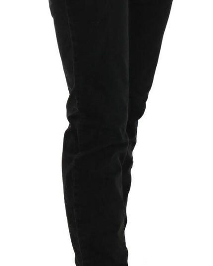 John Galliano Black Low Waist White Paint Skinny Denim Pants Jeans