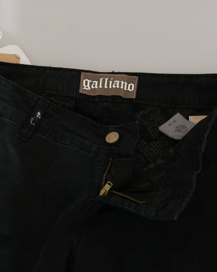 John Galliano Black Low Waist White Paint Skinny Denim Pants Jeans