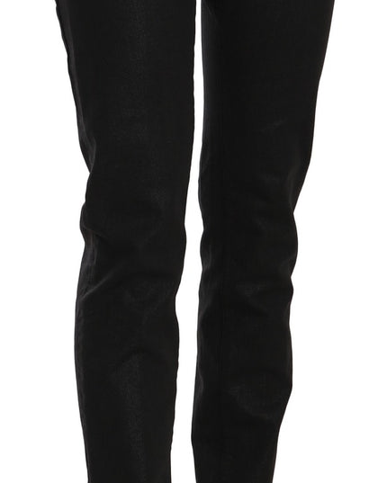 John Galliano Black Mid Waist Skinny Cotton Casual Denim Jeans