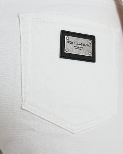 Dolce & Gabbana Wide Leg White Cotton Cropped Denim Jeans