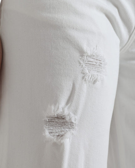 Dolce & Gabbana Wide Leg White Cotton Cropped Denim Jeans