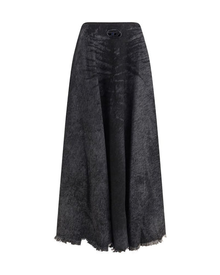 Diesel Black Cotton Long Skirt