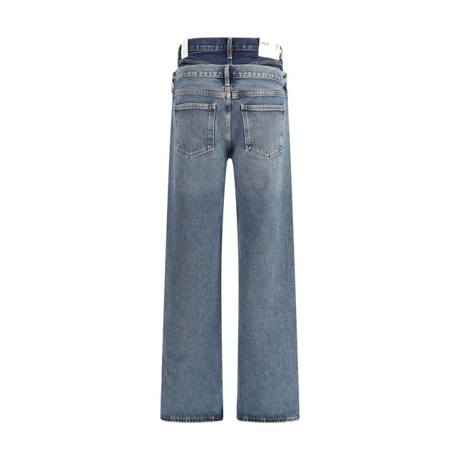 Agolde Blue Recycled Cotton Straight-Leg Jeans