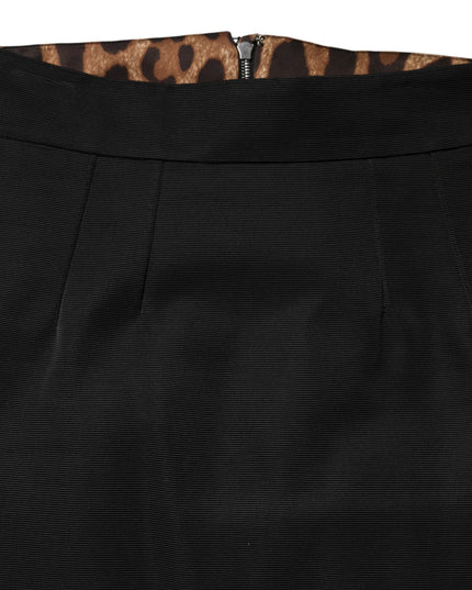 Dolce & Gabbana Black Cotton Pencil Cut High Waist Midi Skirt