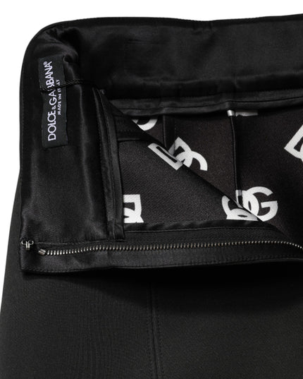 Dolce & Gabbana Black Nylon Pencil Cut High Waist Mini Skirt