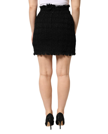 Dolce & Gabbana Black Nylon High Waist Open-Stitch Mini Skirt