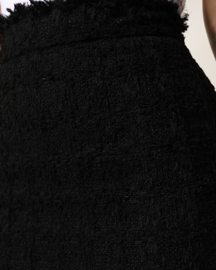 Dolce & Gabbana Black Nylon High Waist Open-Stitch Mini Skirt