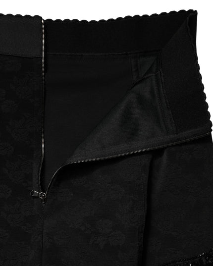 Dolce & Gabbana Black Nylon Embellished Lace Mini Skirt