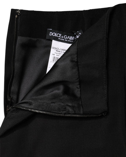 Dolce & Gabbana Black Cotton Pencil Cut High Waist Mini Skirt