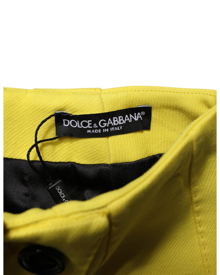 Dolce & Gabbana Yellow Wool Buttoned High Waist Mini Skirt
