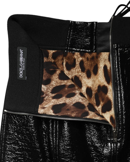 Dolce & Gabbana Black Nylon Eyelet Detail Coated Mini Skirt