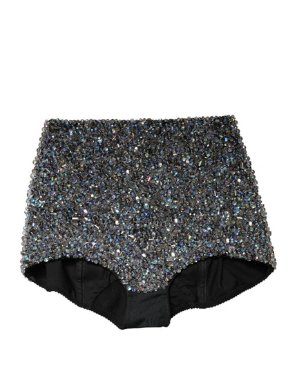Dolce & Gabbana Multicolor Embellished High Waist Hot Pants Shorts