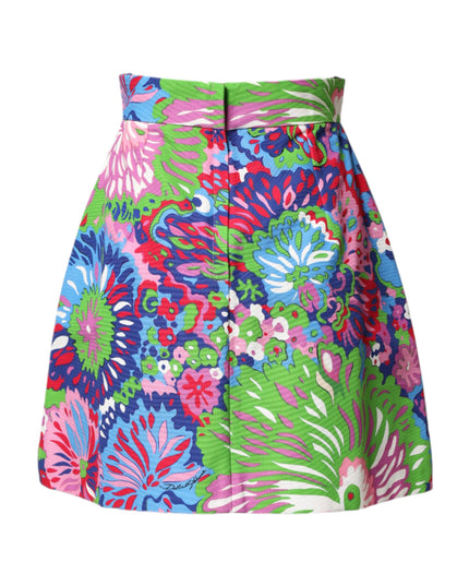 Dolce & Gabbana Multicolor Floral Buttoned High Waist Mini Shorts