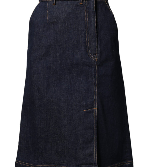 Dolce & Gabbana Dark Blue Cotton A-line Denim Midi Skirt