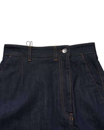 Dolce & Gabbana Dark Blue Cotton A-line Denim Midi Skirt