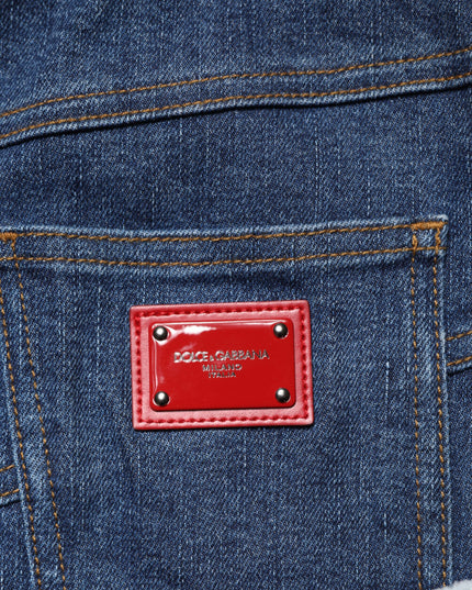 Dolce & Gabbana Blue Patchwork Layered Denim Midi Skirt