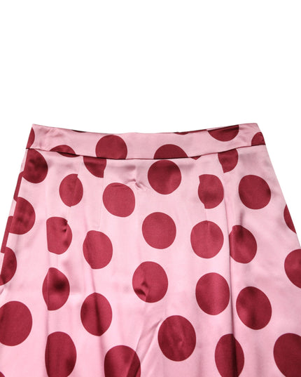 Dolce & Gabbana Pink Polka Dot Silk Pencil Cut Midi Skirt