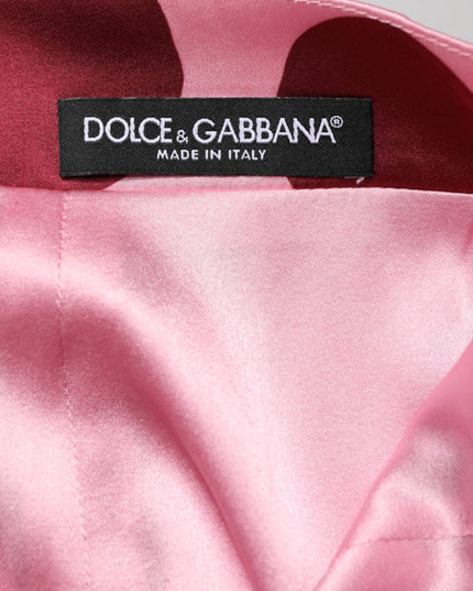 Dolce & Gabbana Pink Polka Dot Silk Pencil Cut Midi Skirt