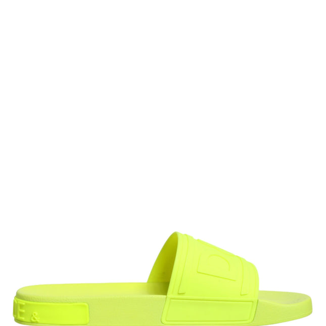 Dolce & Gabbana Green Rubber Slides Sandals Beachwear Shoes