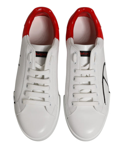 Dolce & Gabbana White Red Portofino Low Top Men Sneakers Shoes