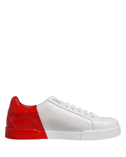 Dolce & Gabbana White Red Portofino Low Top Men Sneakers Shoes