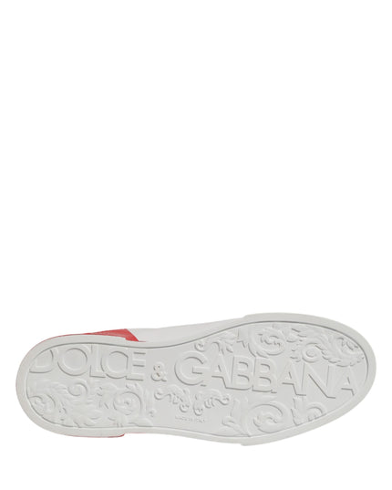 Dolce & Gabbana White Red Portofino Low Top Men Sneakers Shoes