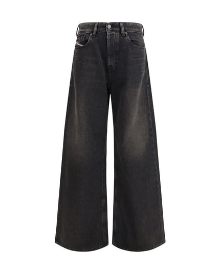 Diesel Black Cotton Relaxed Fit Jeans