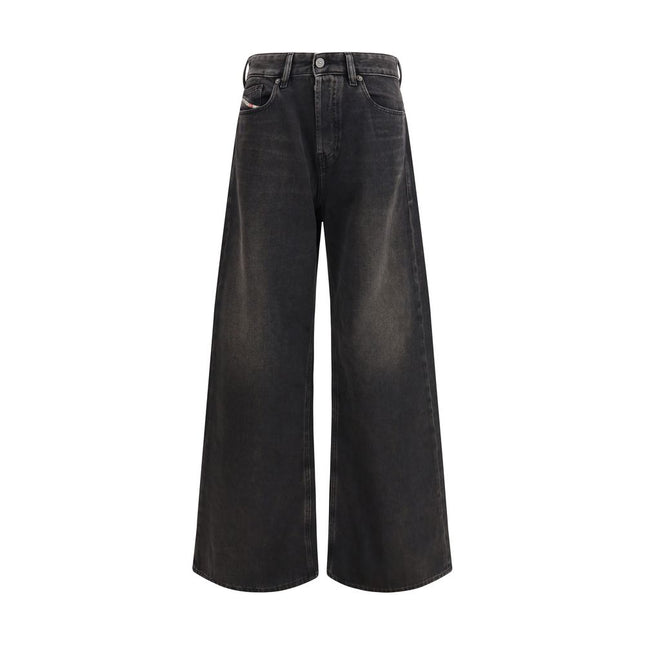 Diesel Black Cotton Relaxed Fit Jeans