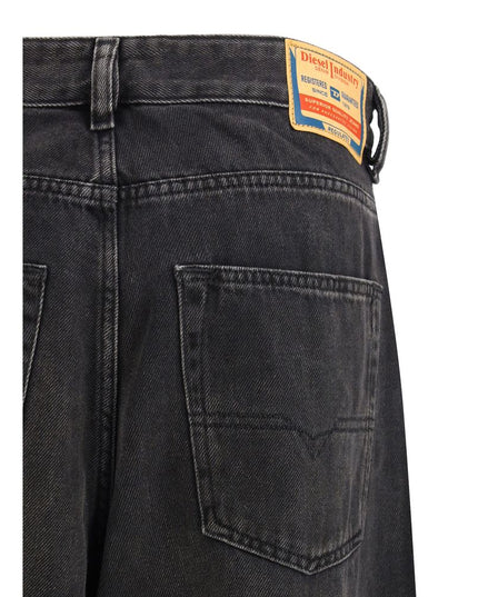 Diesel Black Cotton Relaxed Fit Jeans