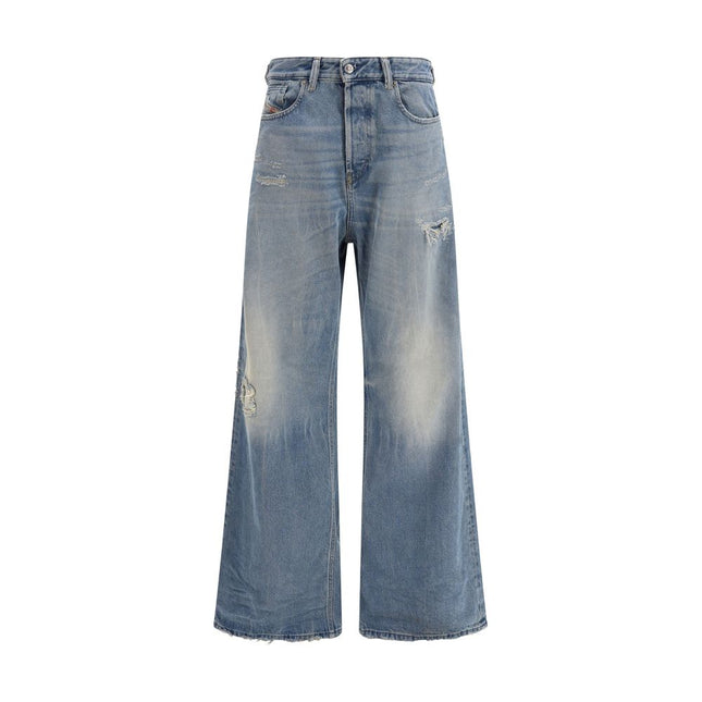 Diesel Blue Cotton Relaxed Fit Jeans